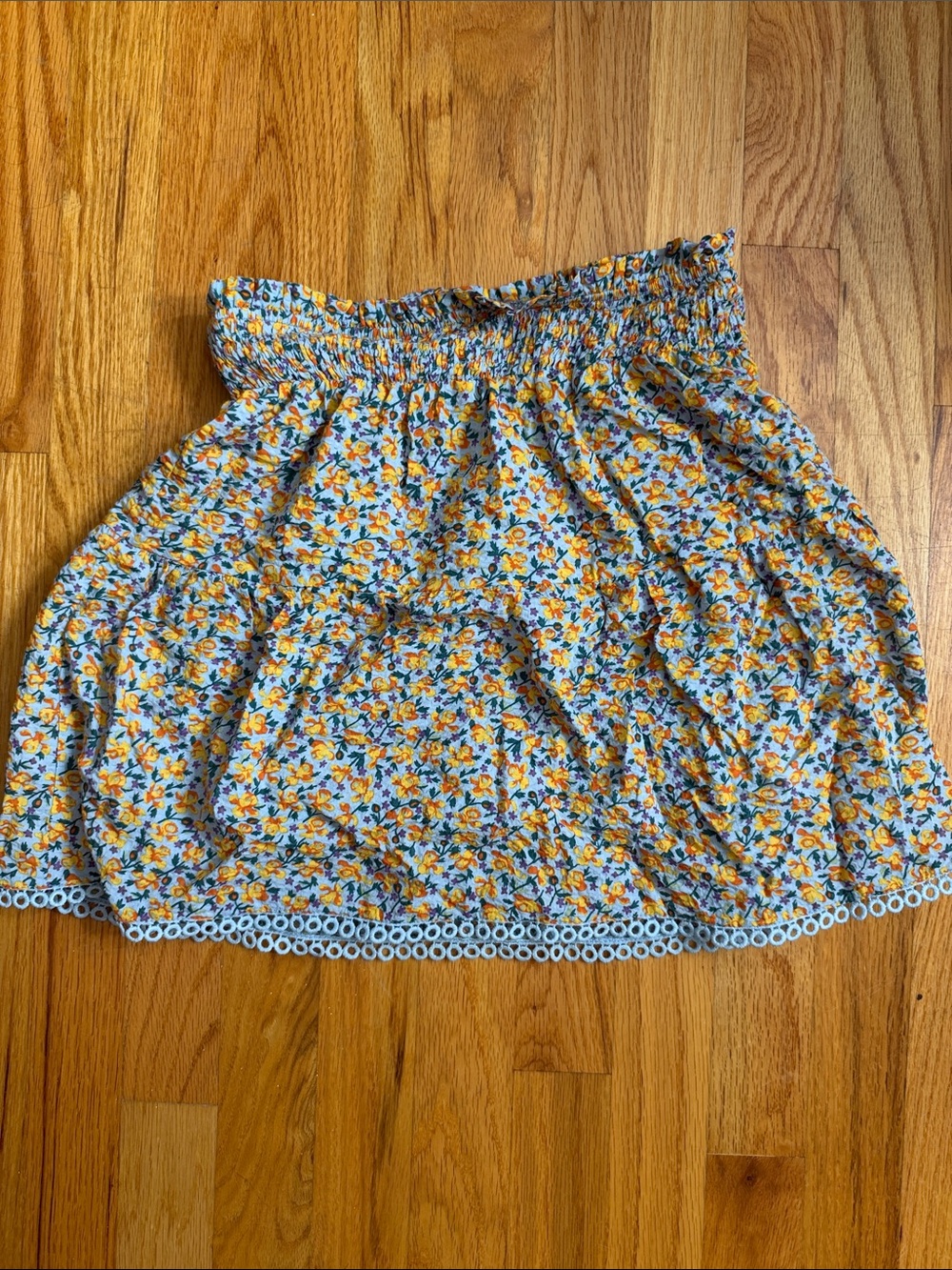 South moon under Floral Smocked Waist Mini Skirt - Yellow Floral